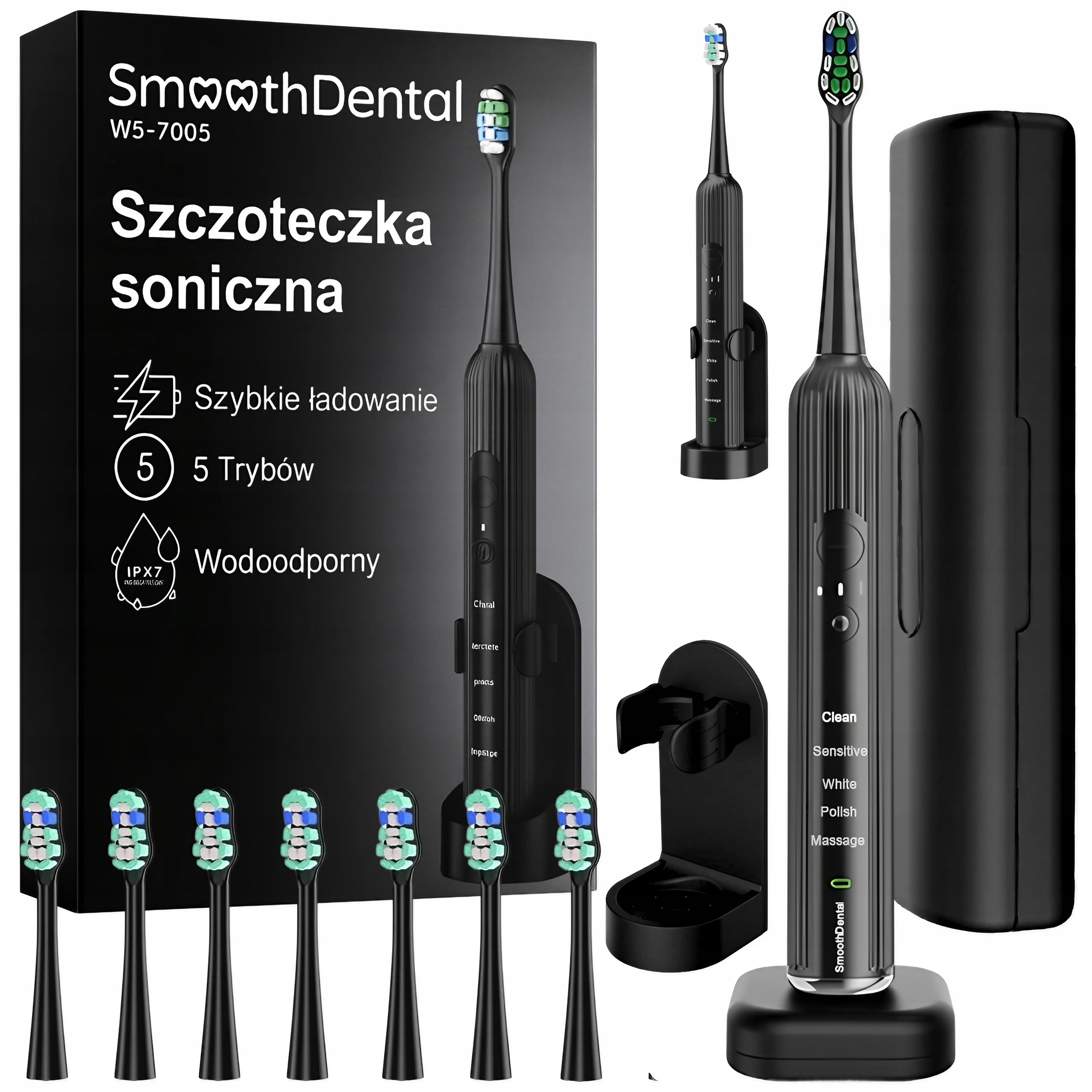 Szczoteczka Soniczna Do Zębów Todomi Smoothdental 5 Trybów Końcówki Uchwyt