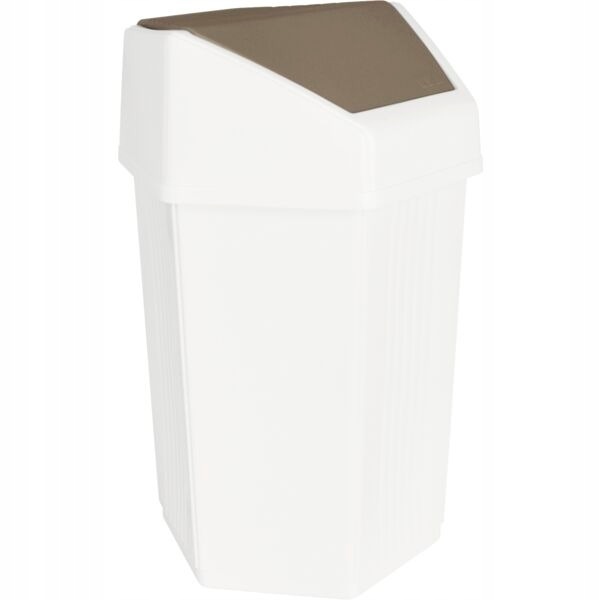 Odpadkový koš plastový 50 l, bílý, se sklopným víkem