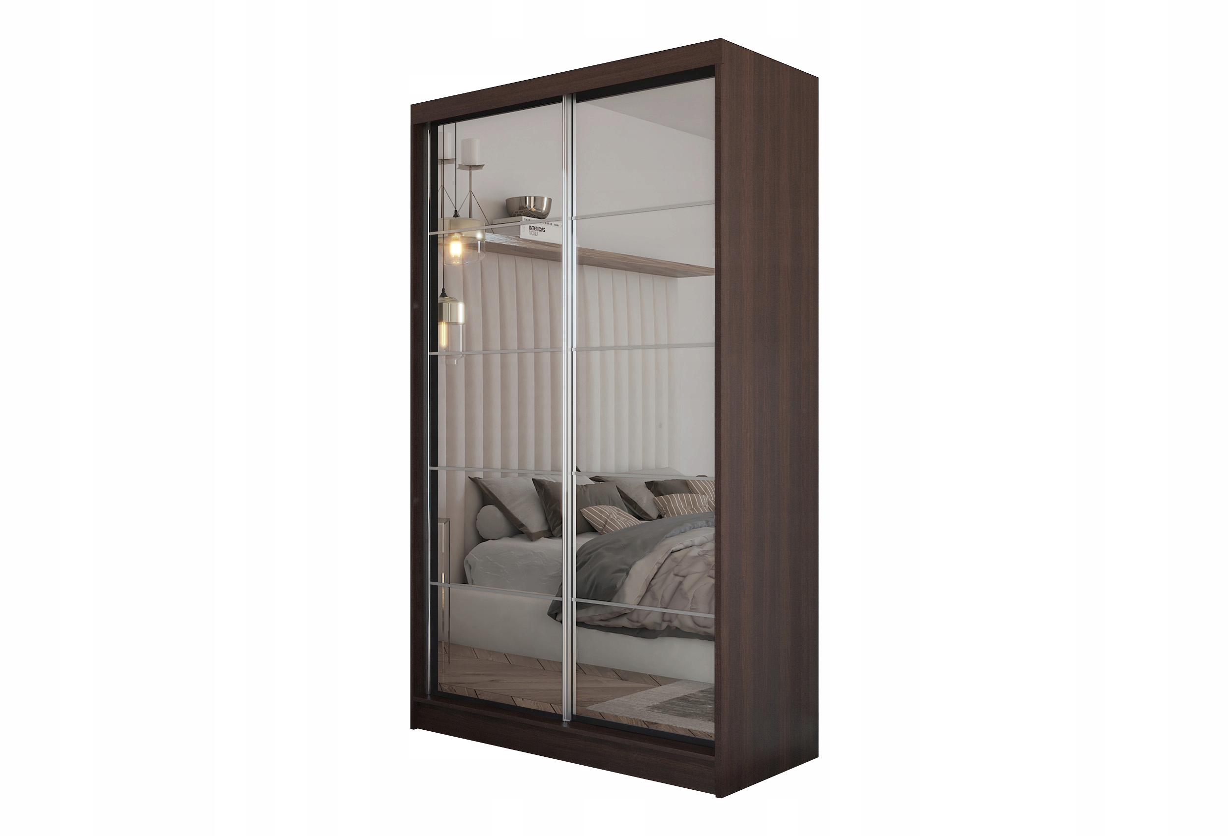 Skříň 120 cm se zrcadlem Skříň Dvoudveřová Wenge