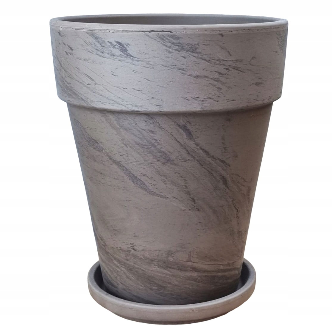 Doniczka ceramiczna gliniana wysoka Terakota Bazalt XL 26cm Z Podstawką