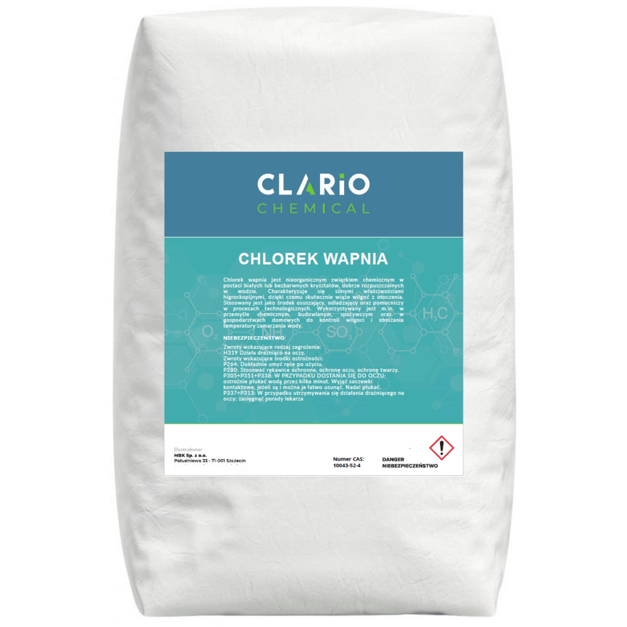 Chlorek wapnia Clario Chemical 25kg