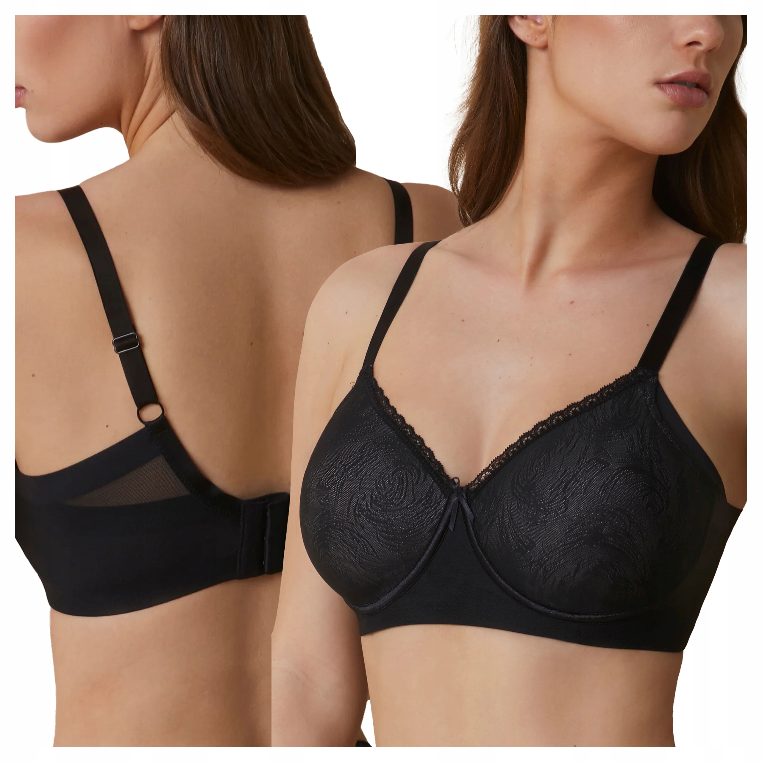 Vyztužená hladká modelovací podprsenka bez kostic, každodenní, černá, 75D