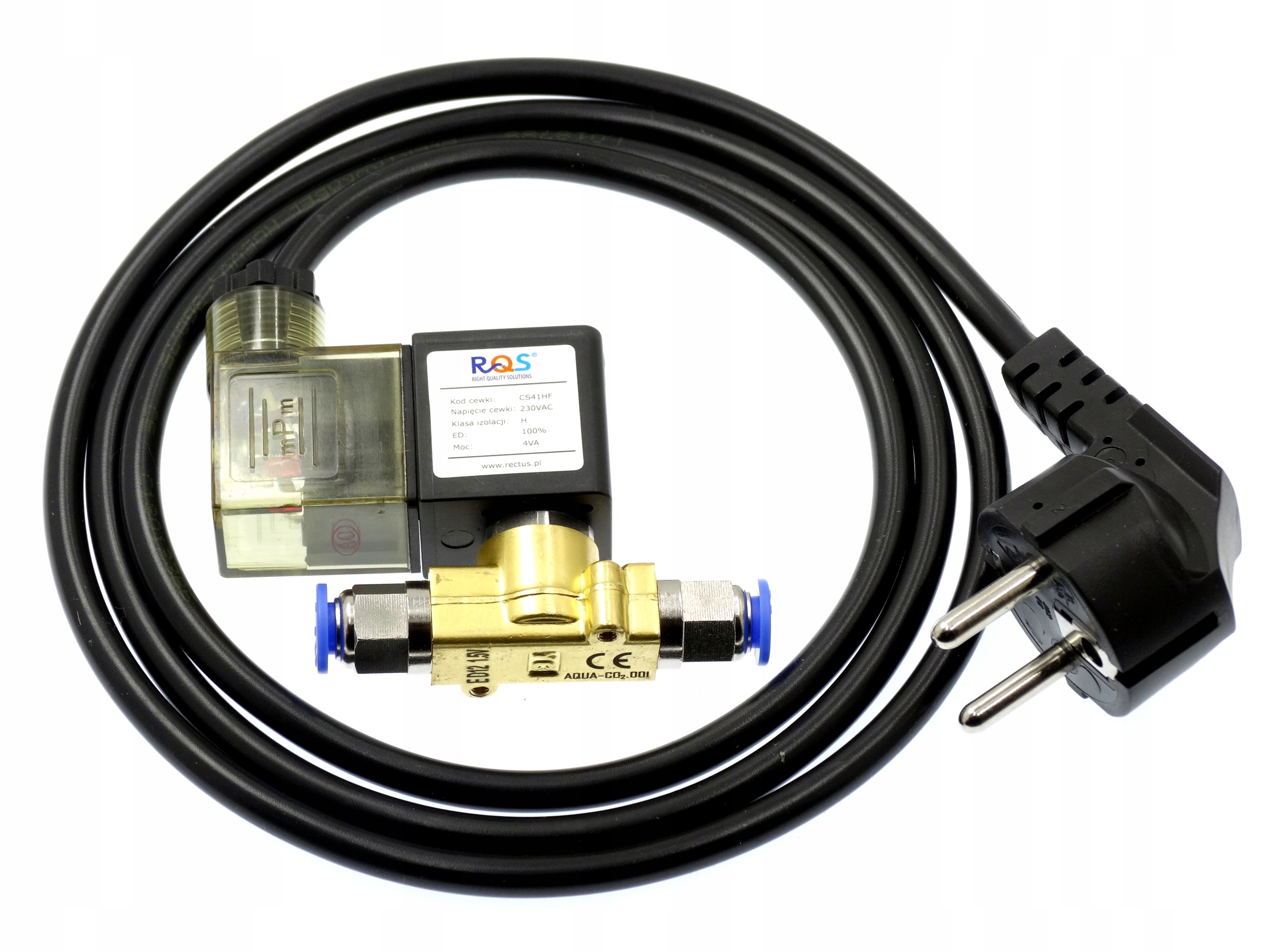 Akvaristický elektroventil Kpl C02+Cewka230V s kabelem a konektory 140 cm