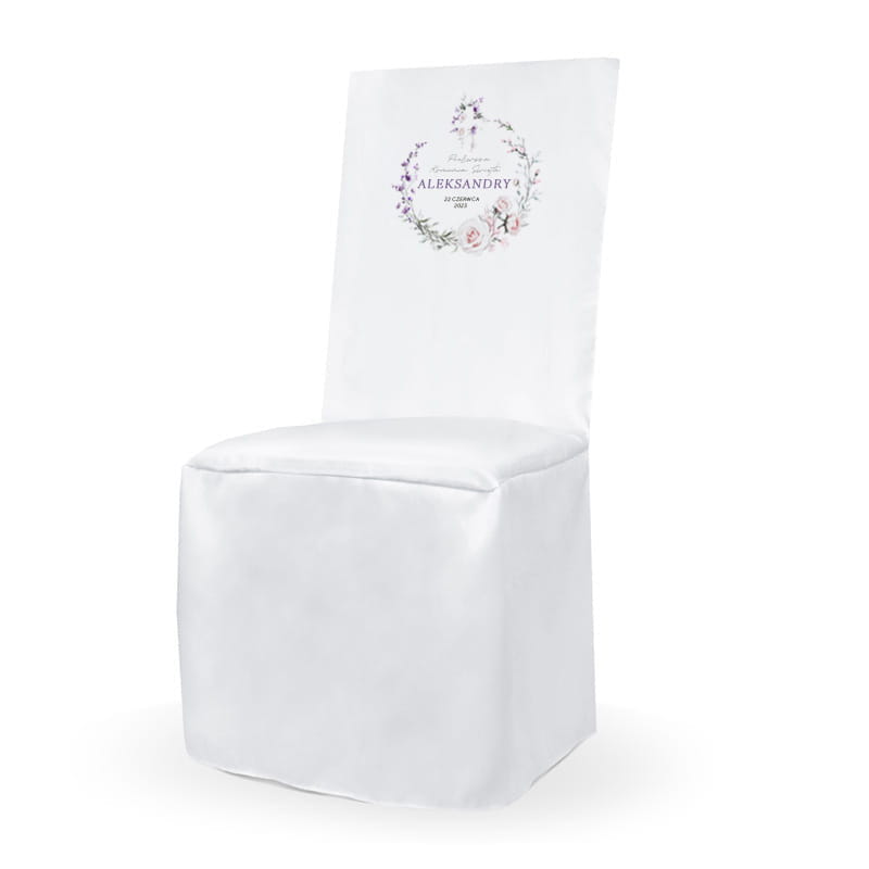 

Pokrowiec komunijny z imieniem dekoracja krzesła