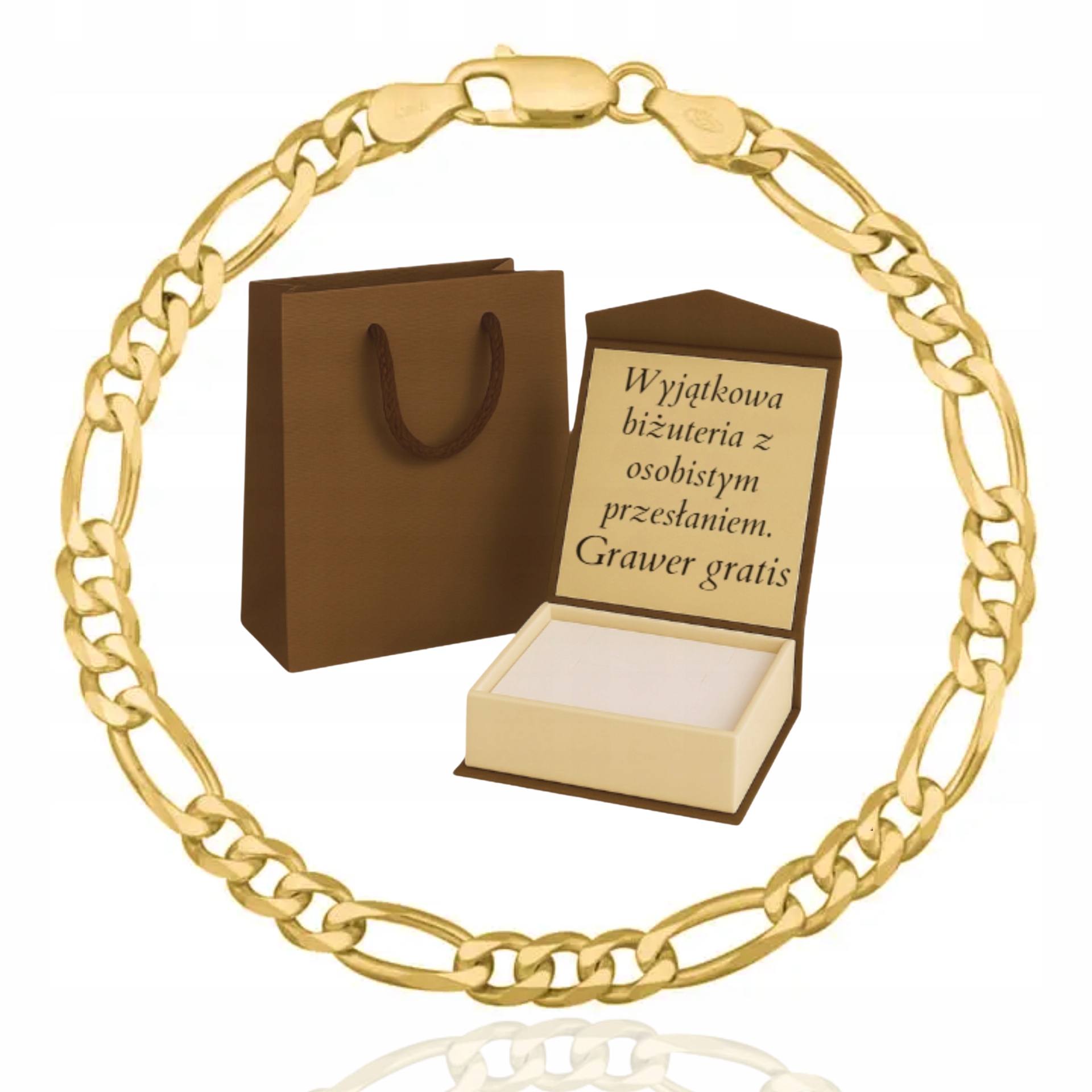 Pánský Náramek Figaro Weave Pr. 585 925 Dárek Gravírování Bonus