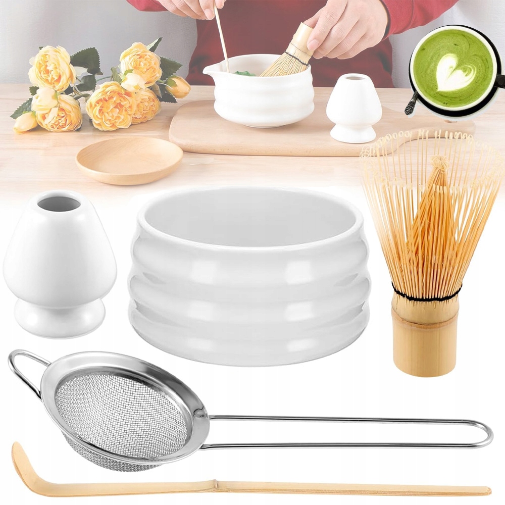 Set Matcha Chasen Chashaku Matchawan Chashaku Šlehací Metla Lžíce Shiroi