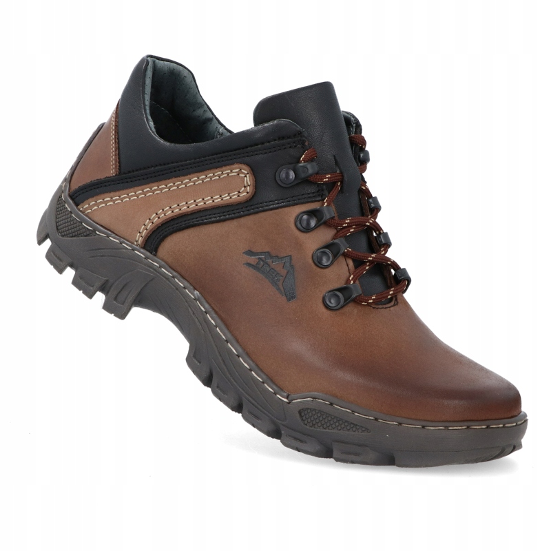 OBUWIE TREKKINGOWE MĘSKIE SKÓRA 036 BRĄZOWY R 47 Kolor brązowy