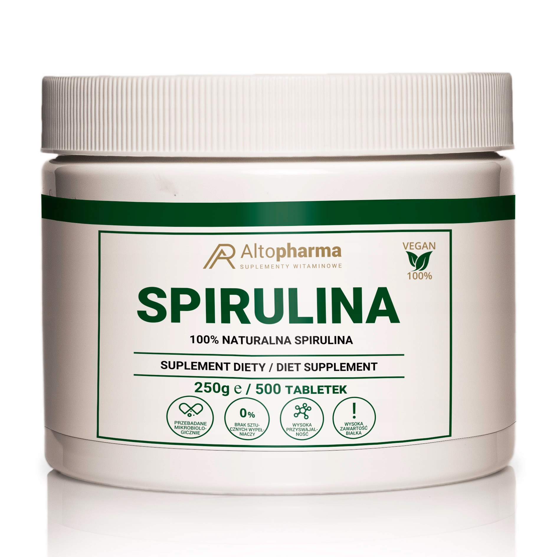 100% czysta Spirulina tabletki 500 szt. Odporność Produkt Vege