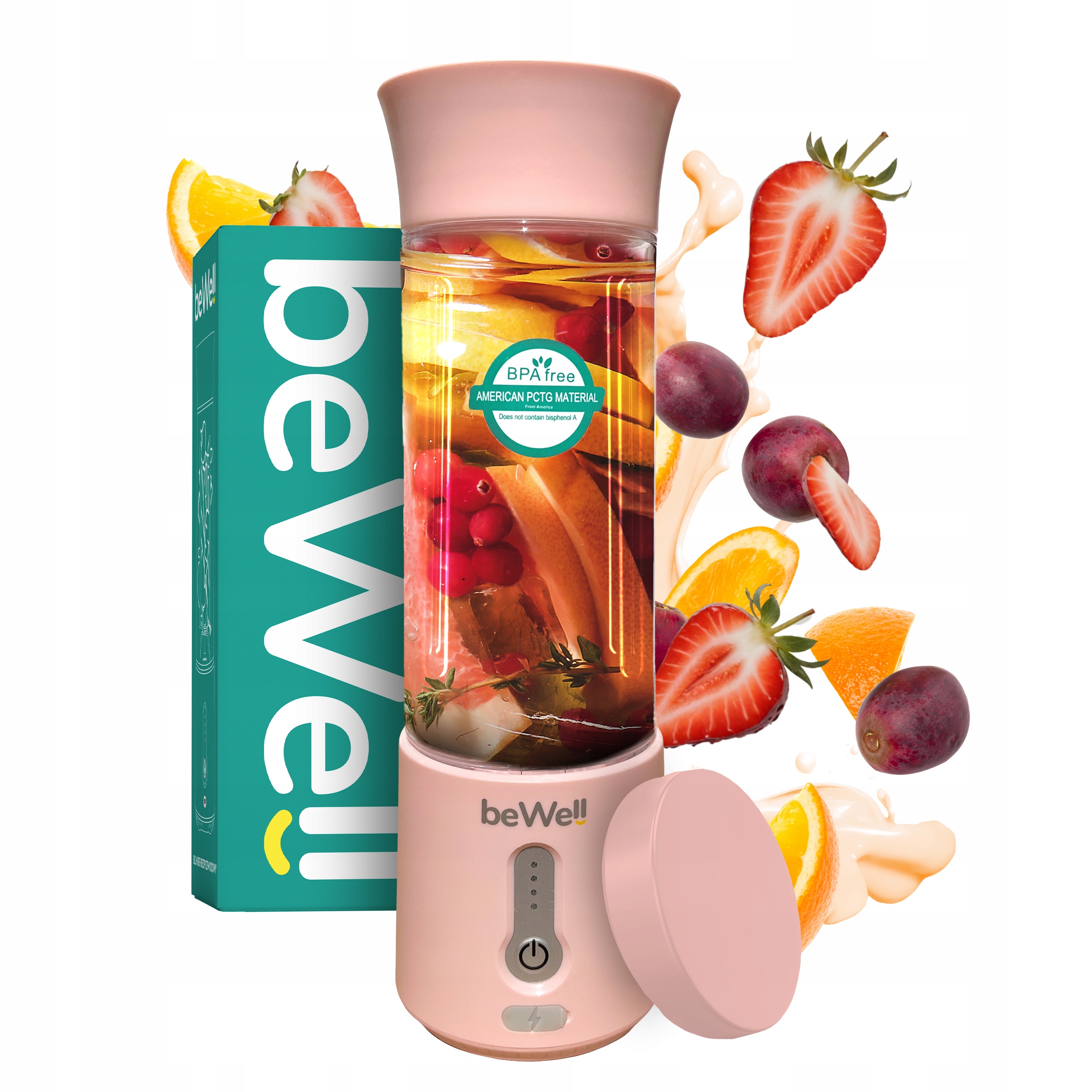 Blender Kielichowy Przenośny Bezprzewodowy beWell na Usb 500ml Mocny