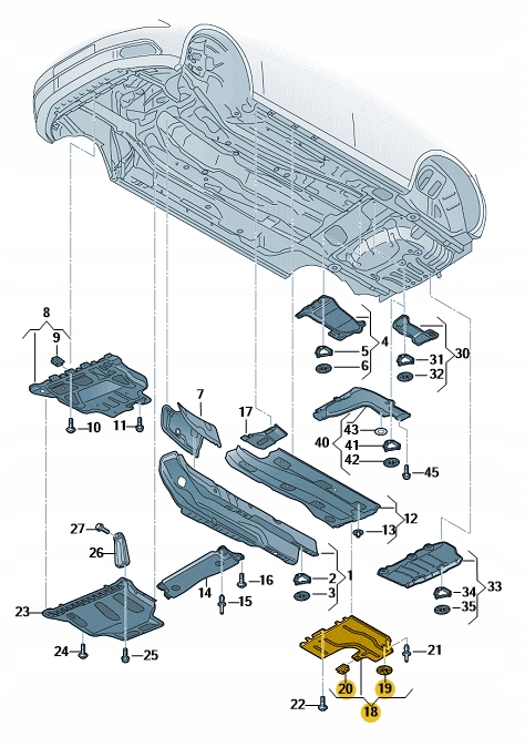 OSŁONA PODŁOGI LEWY TYŁ VW SEAT SKODA AUDI OE