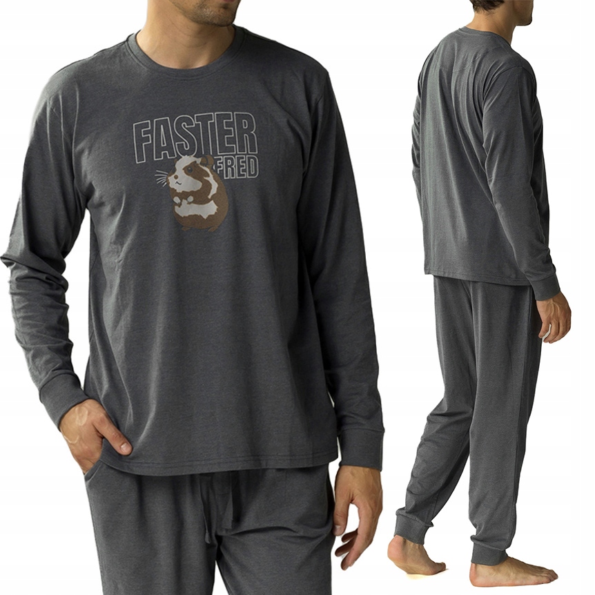 Pánské volné bavlněné pyžamo s dlouhým rukávem Atlantic NMP-376 XXL