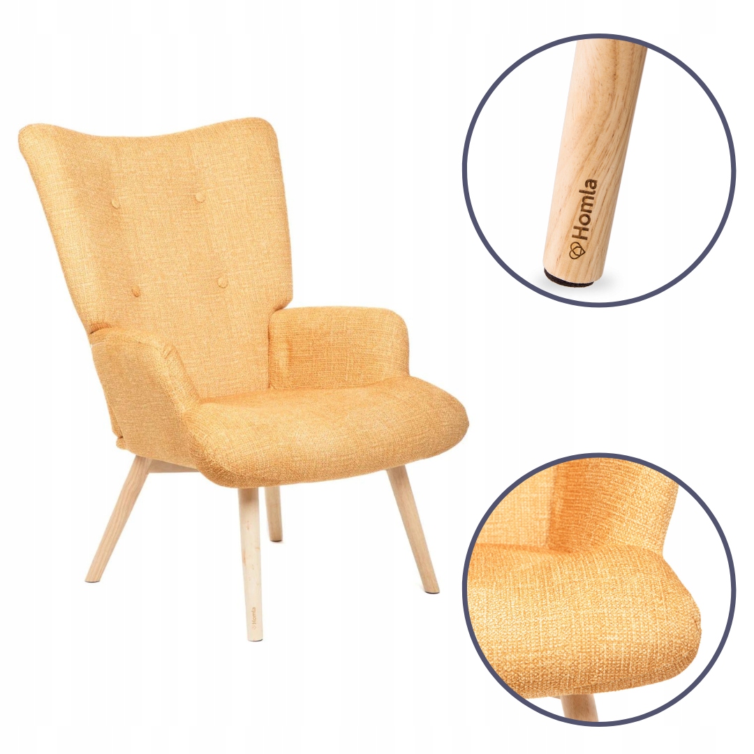 Kreslo do obývačky Moss Pop horčicové Pohodlné Na Odpočinok Homla