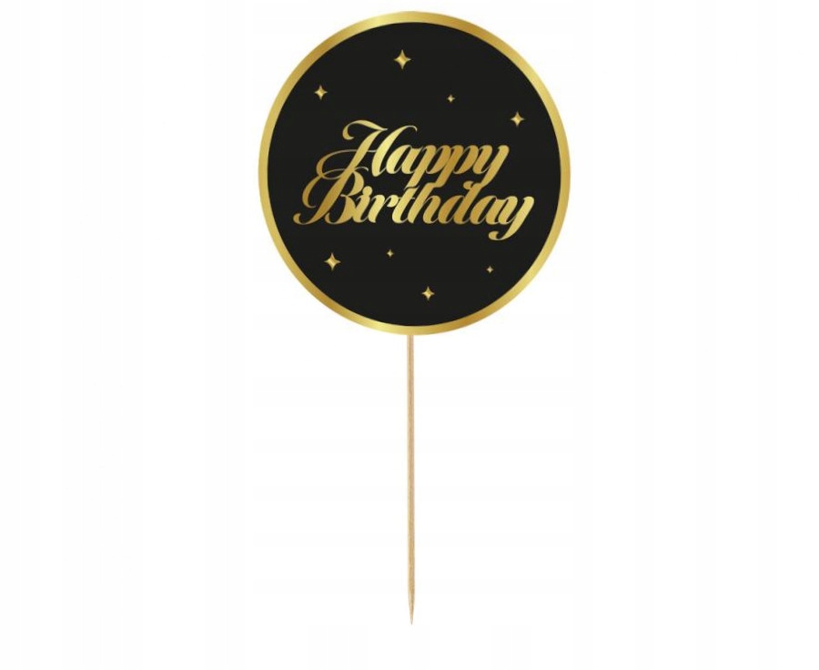 

Topper na Tort Happy Birthday Czarny na urodziny