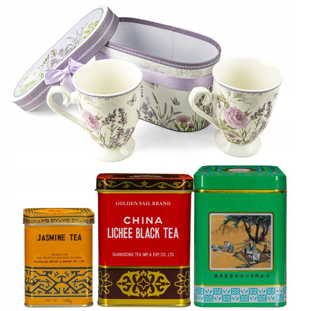 Darčeková sada – 2 porcelánové šálky sada čajov