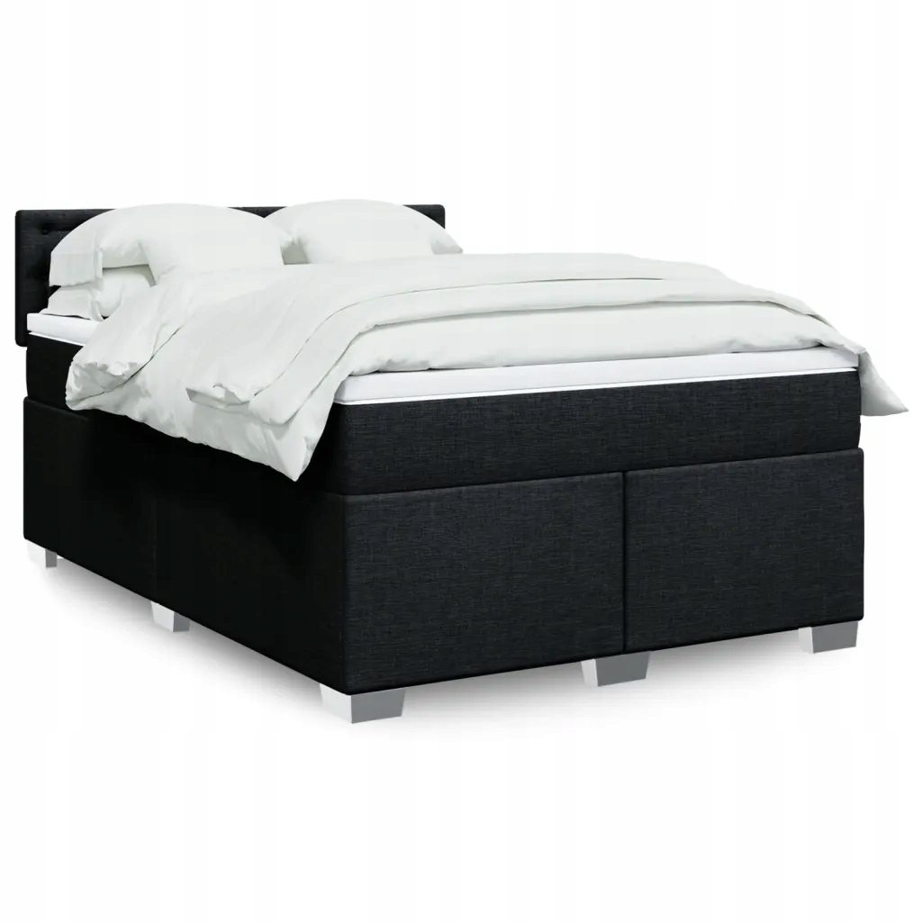 vidaXL Box spring postel s matrací černá 140 x 190 cm textil