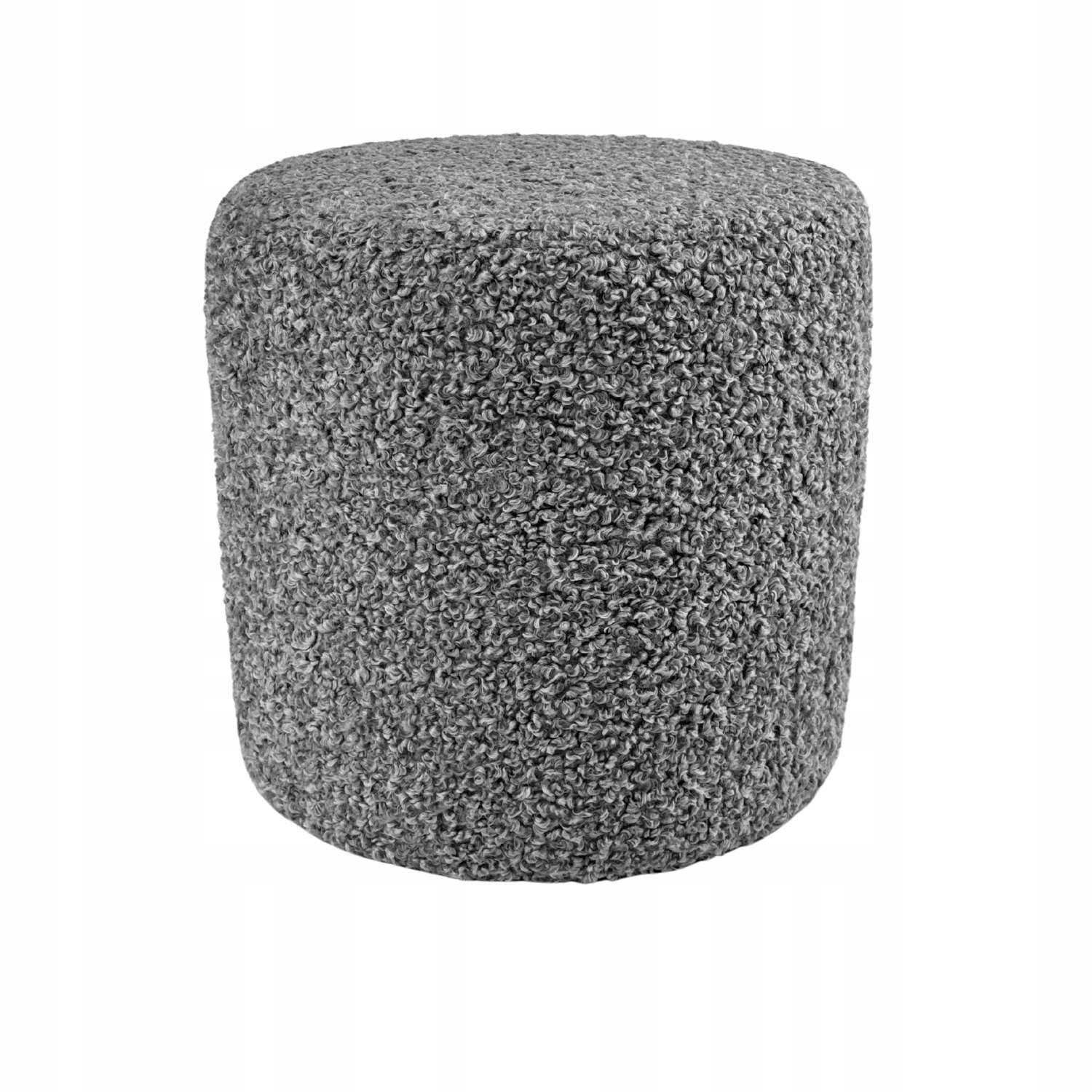 Taburet kulatá rolf teddy bouclé beránek, barva světle šedá