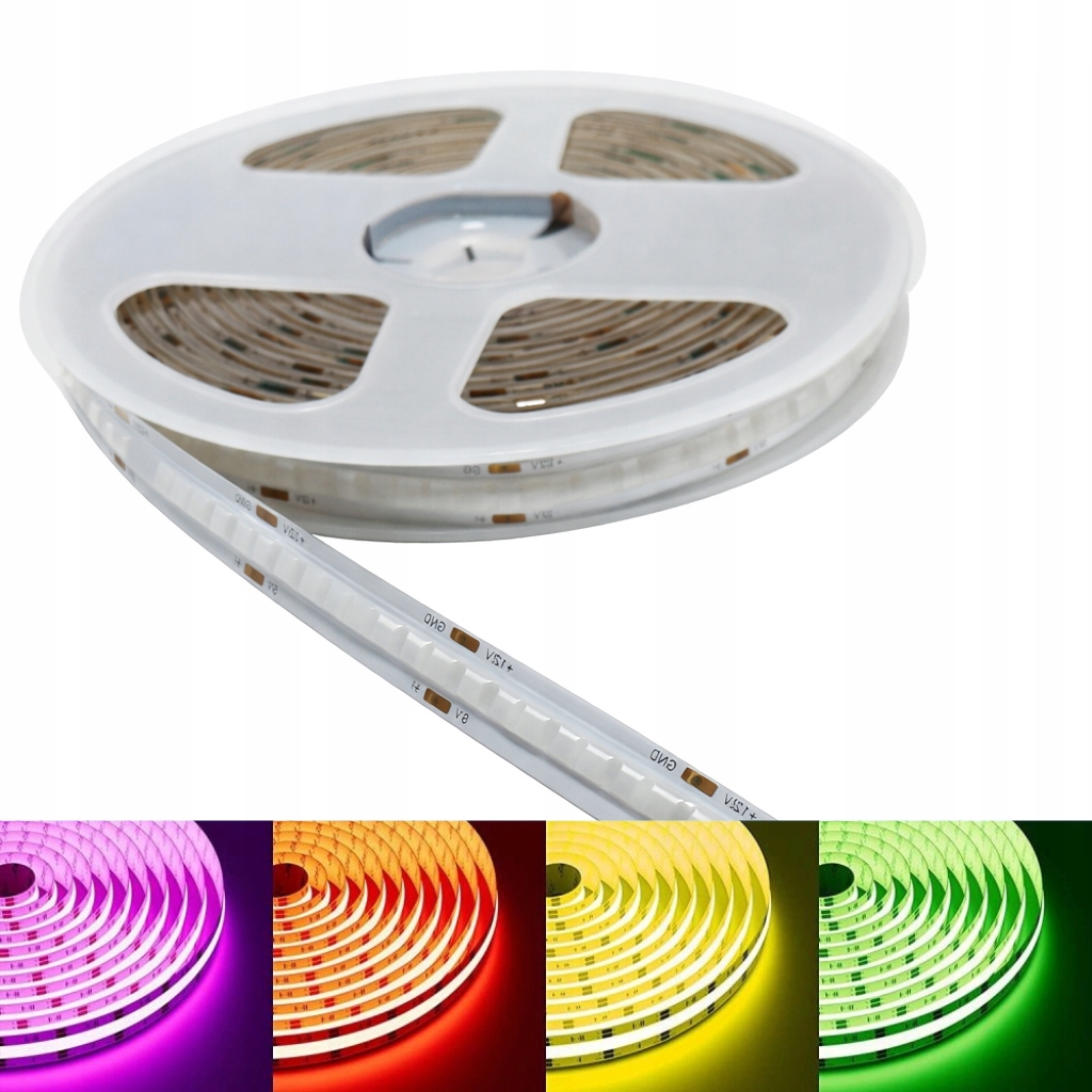 Led pásek Cob Pro Rgb Vícebarevný 24V 768 LED/m barva Pcb 10 mm IP20 5 m
