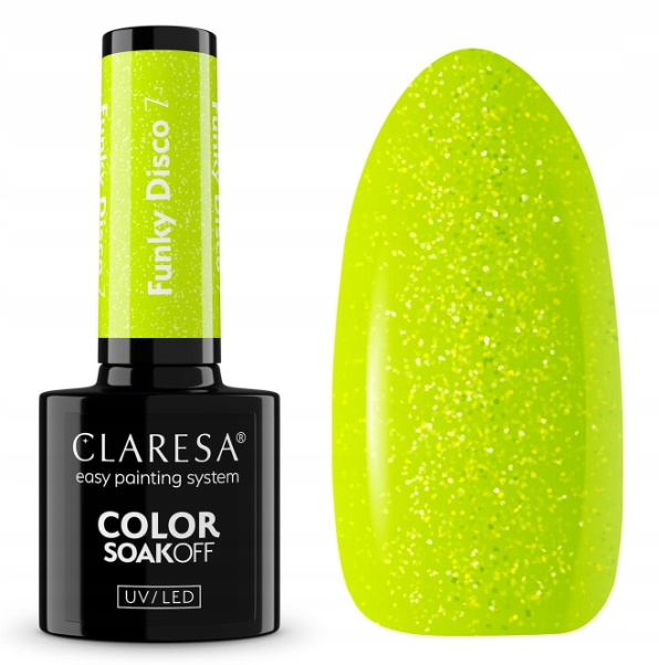 CLARESA LAKIER HYBRYDOWY FUNKY DISCO 7 LIME LIGHT - 5g z DROBINKĄ