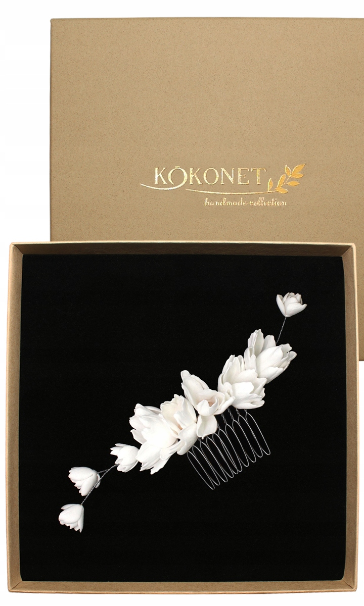 Květinový hřeben ručně tvarovaný, lehký, elegantní, stříbrný, boho unikát Svatba