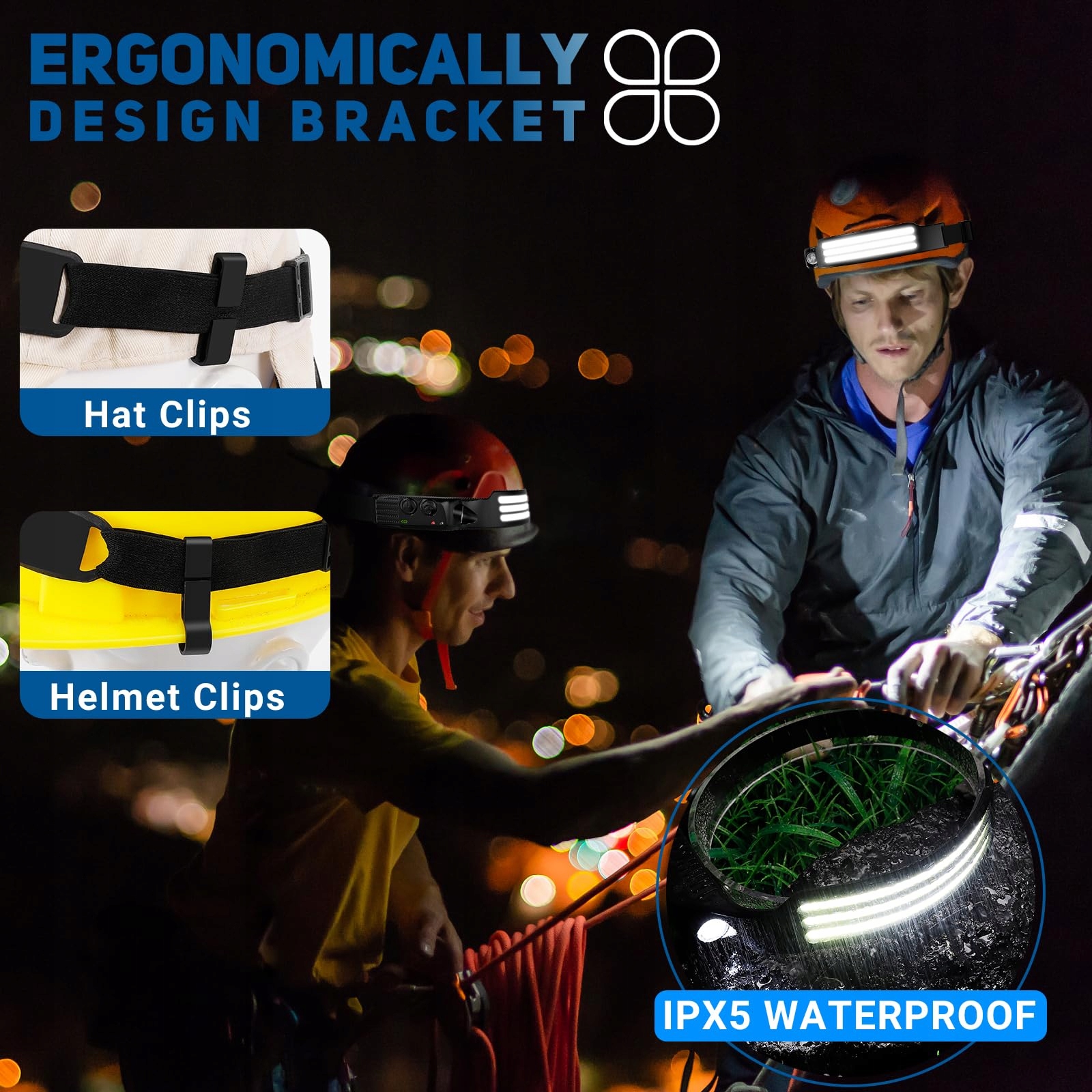 LED STIRNLAMPE Latarka Czołowa 3000 Lumenów IPX5 Lekka — miniatura 6