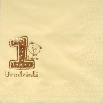 SERWETKI NA ROCZEK URODZINKI 33x33cm Kremowe