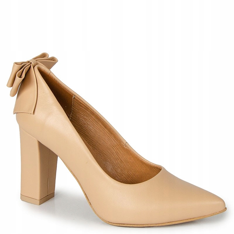 LaRoni 2453/K Béžové Lícové Lodičky S Mašličkou 38