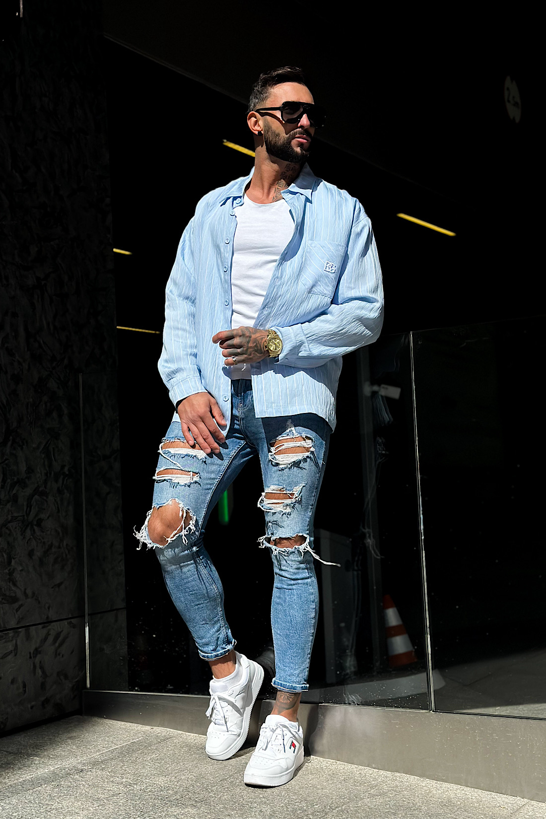 Pánská košile Bg Memories modro-bílá S/m