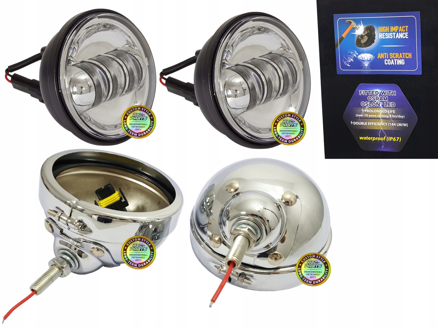 Led lampy Osram 144 Lm/w 4,5 palcové bočné Chróm pre Lightbar tienidlá Chróm
