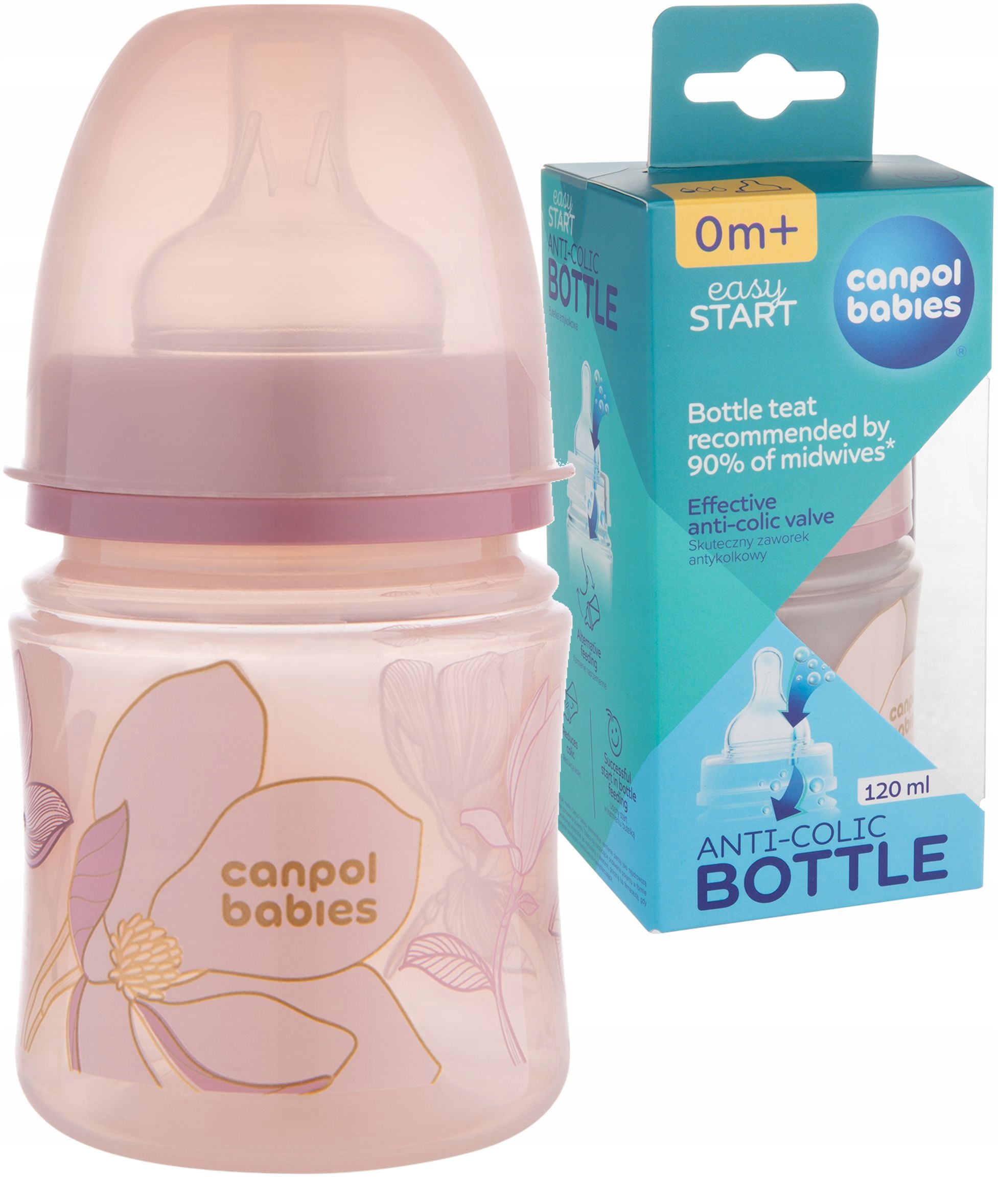 CANPOL BUTELKA ANTYKOLKOWA 120ML SMOCZEK 0m+ GOLD