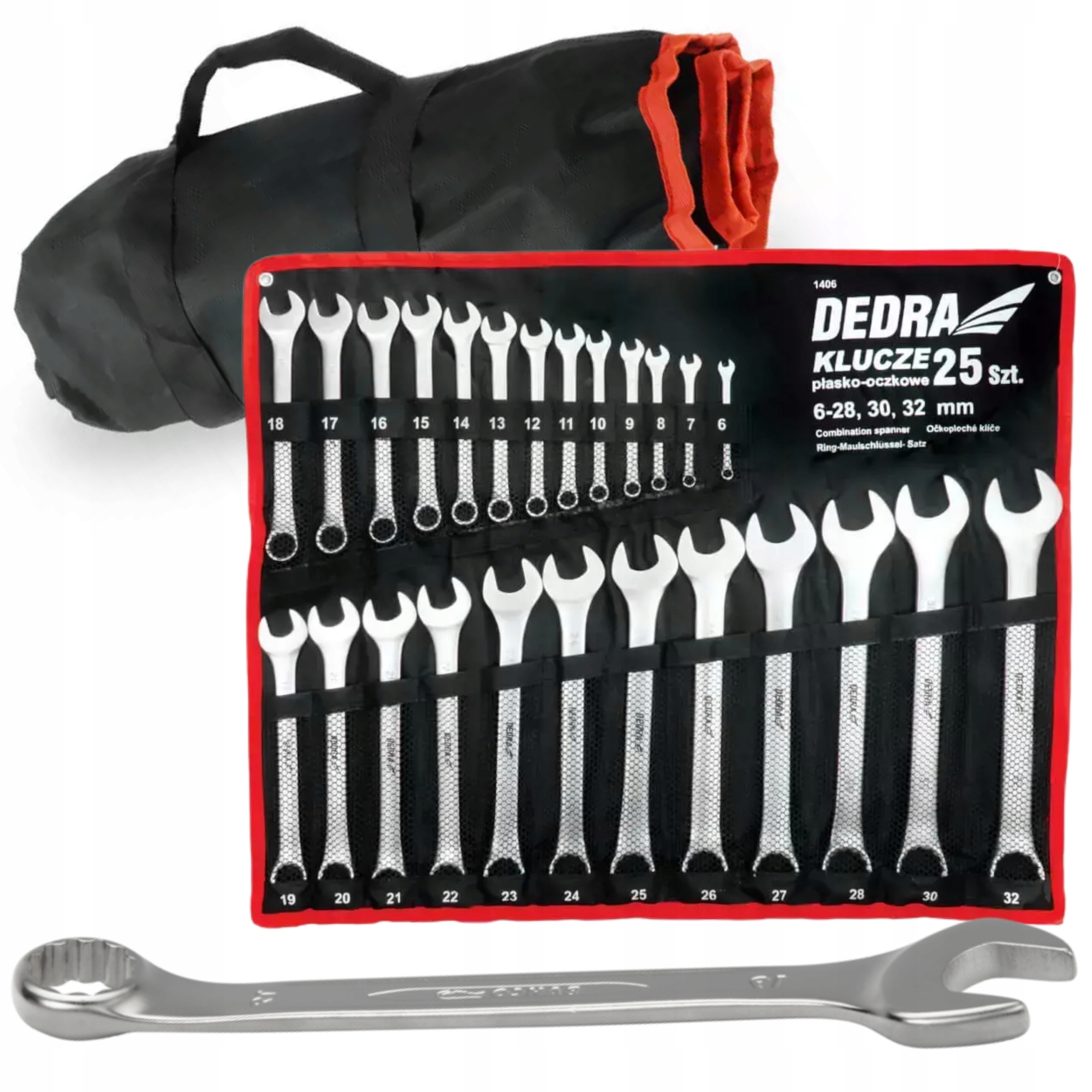 Dedra Sada Očkoploché Kľúče 25 ks Crv 6-32 mm Plachta 1406 Plochá