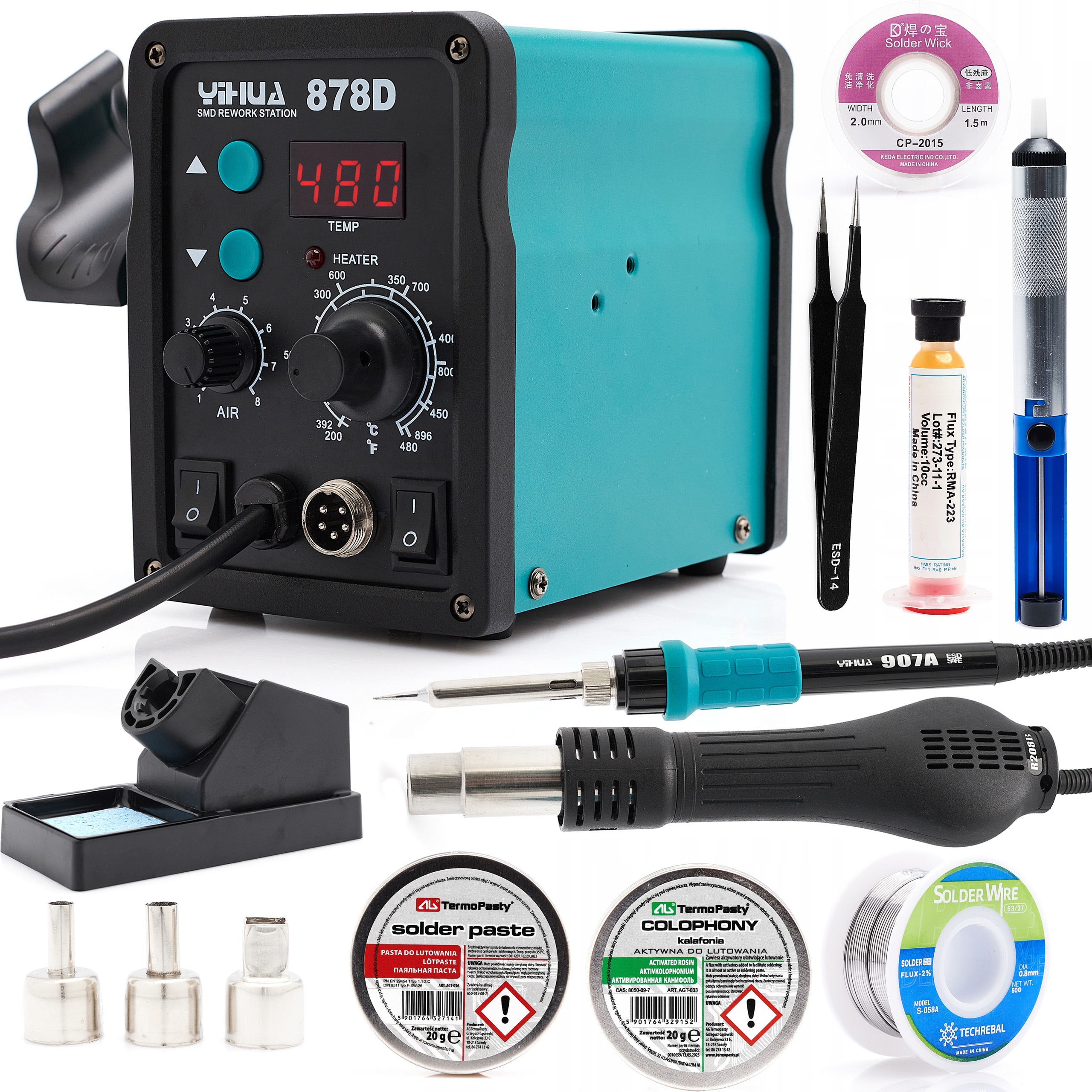 Pájecí Stanice Hot Air Páječka Yihua 878D Sada Příslušenství Techrebal