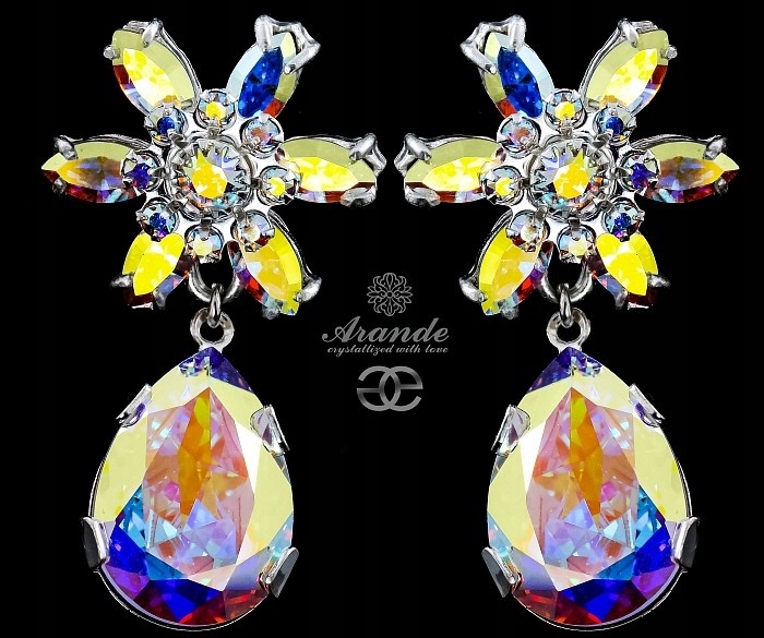 Dlouhé krystaly Náušnice Aurora Azure Certifikát