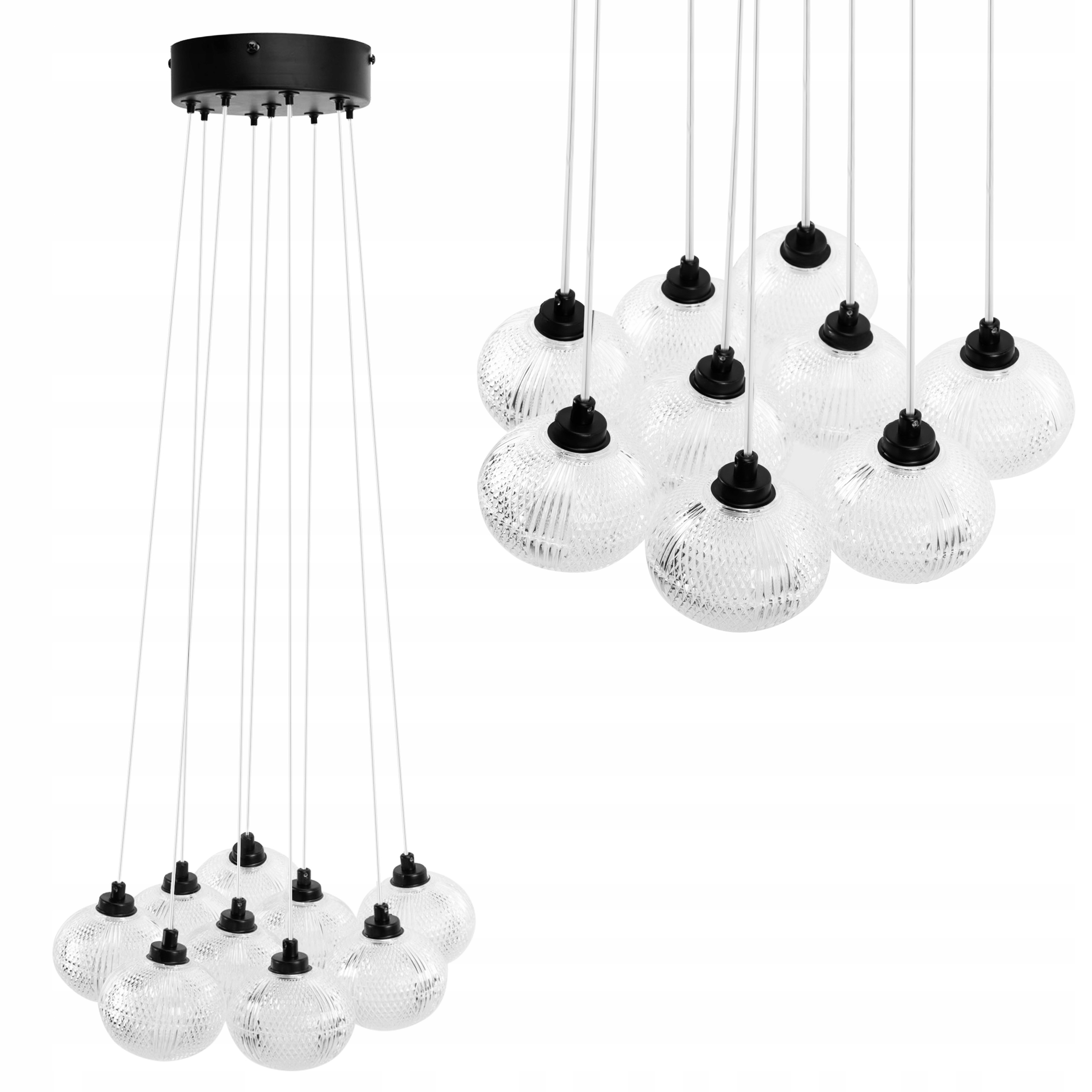 Závesná Kryštálová Stropná Lampa Čierna 9xG9 Do Obývačky Jedálne Toolight