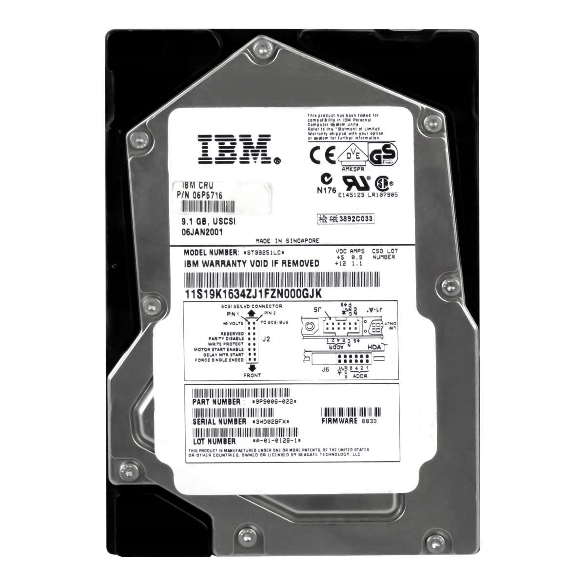 Ibm 06P5716 9,1 Gb 15K 4MB Scsi U160 3,5'' ST39251LC