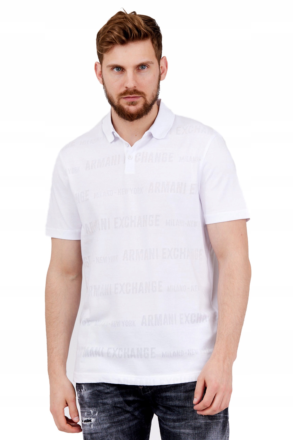 Armani Exchange Bílá polokošile s logem S