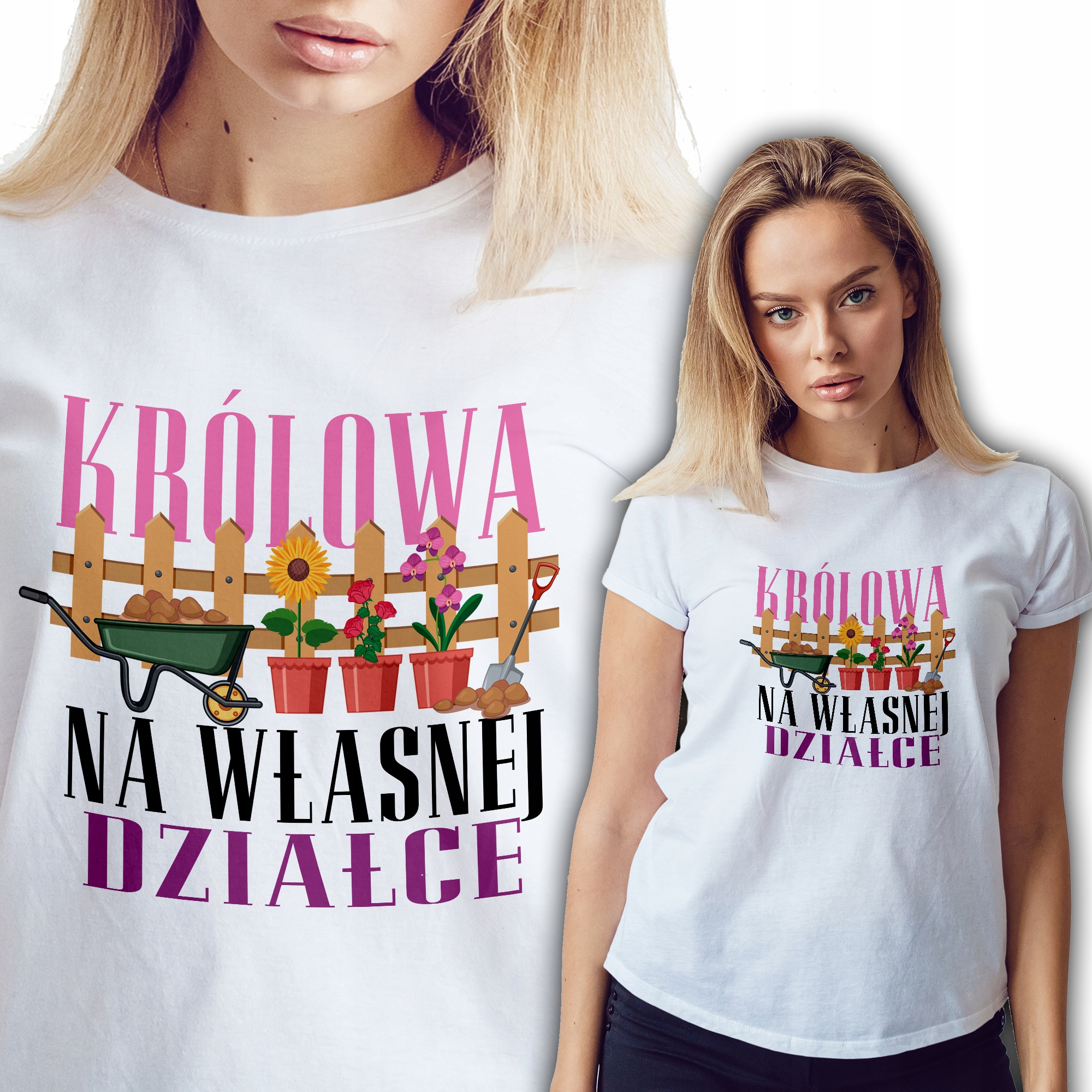 

Koszulka Damska Biała Królowa Na Działce Wz L