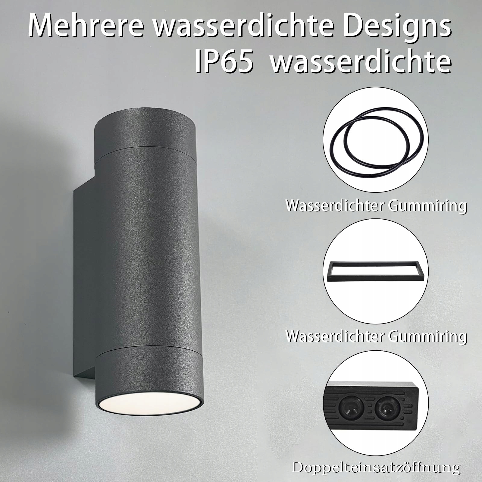 JNR Lampa Zewnętrzna IP65 Wodoodporna LED GU10 2 Pakiet Szary — miniatura 4