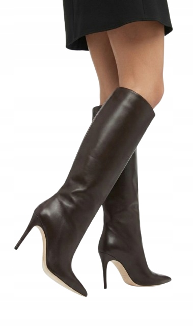 Dámské Klasické Čokoládové Kozačky S Podpatkem A Špicí, Velikost 37