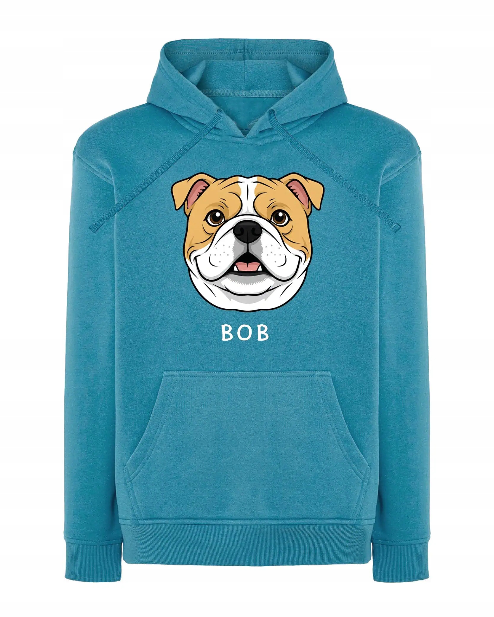 Mikina s kapucí Bulldog Personalizovaná Pupil Pes Světle modrá XL