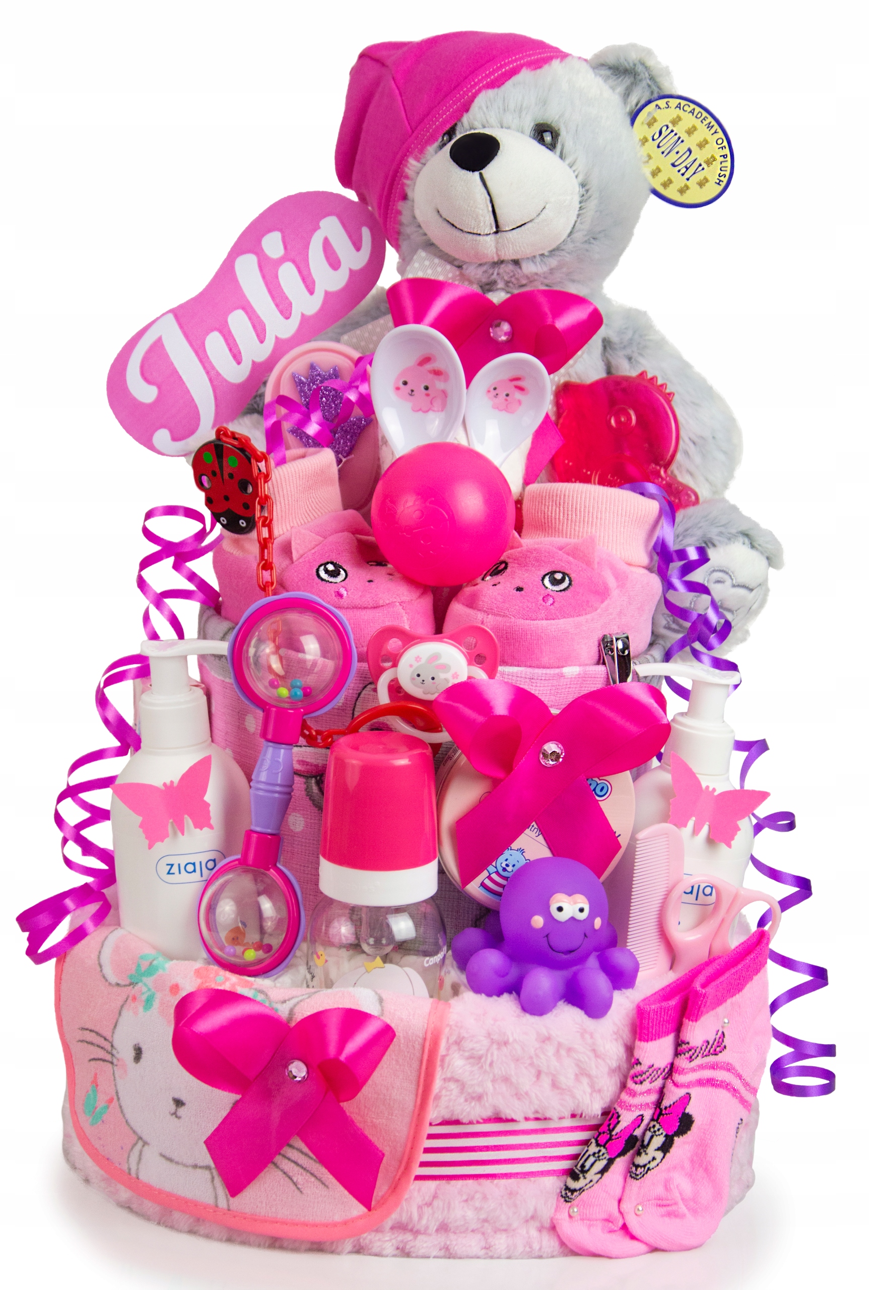 Gigant Dort z plenkových plen 3 Medvídek křest dárek baby shower