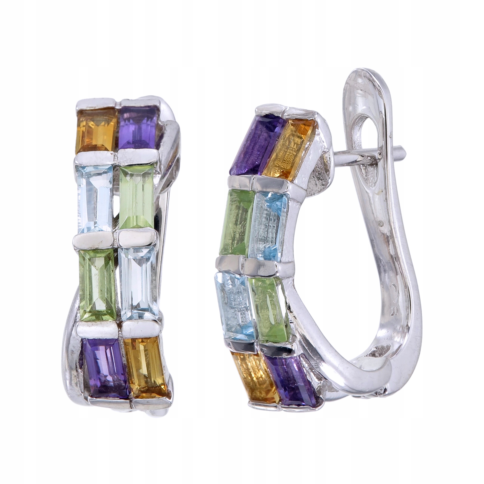 Stříbrné náušnice Ag 925 Safír multicolor 3039-E-SE-WP