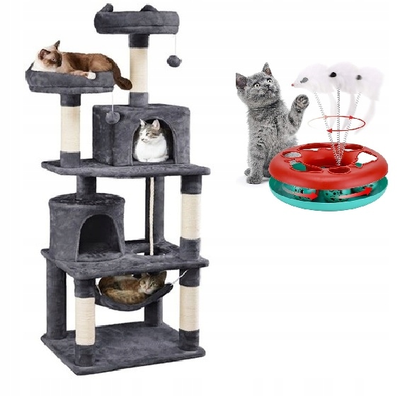 Drapak dla kota wieża legowisko domek 7 poziomów zabawka wysoki 158 cm