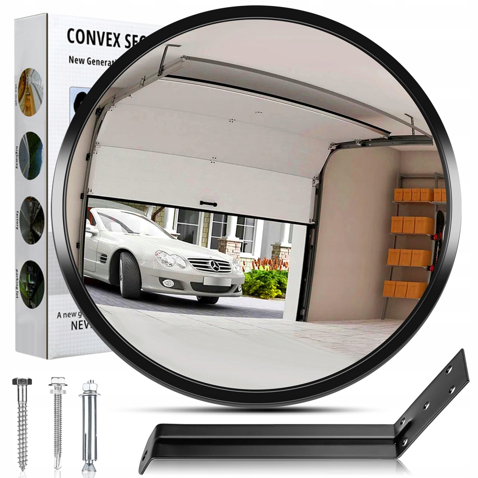 Lustro drogowe wypukłe sklepowe regulowane wewnątrz i na zewnątrz 30cm 70°