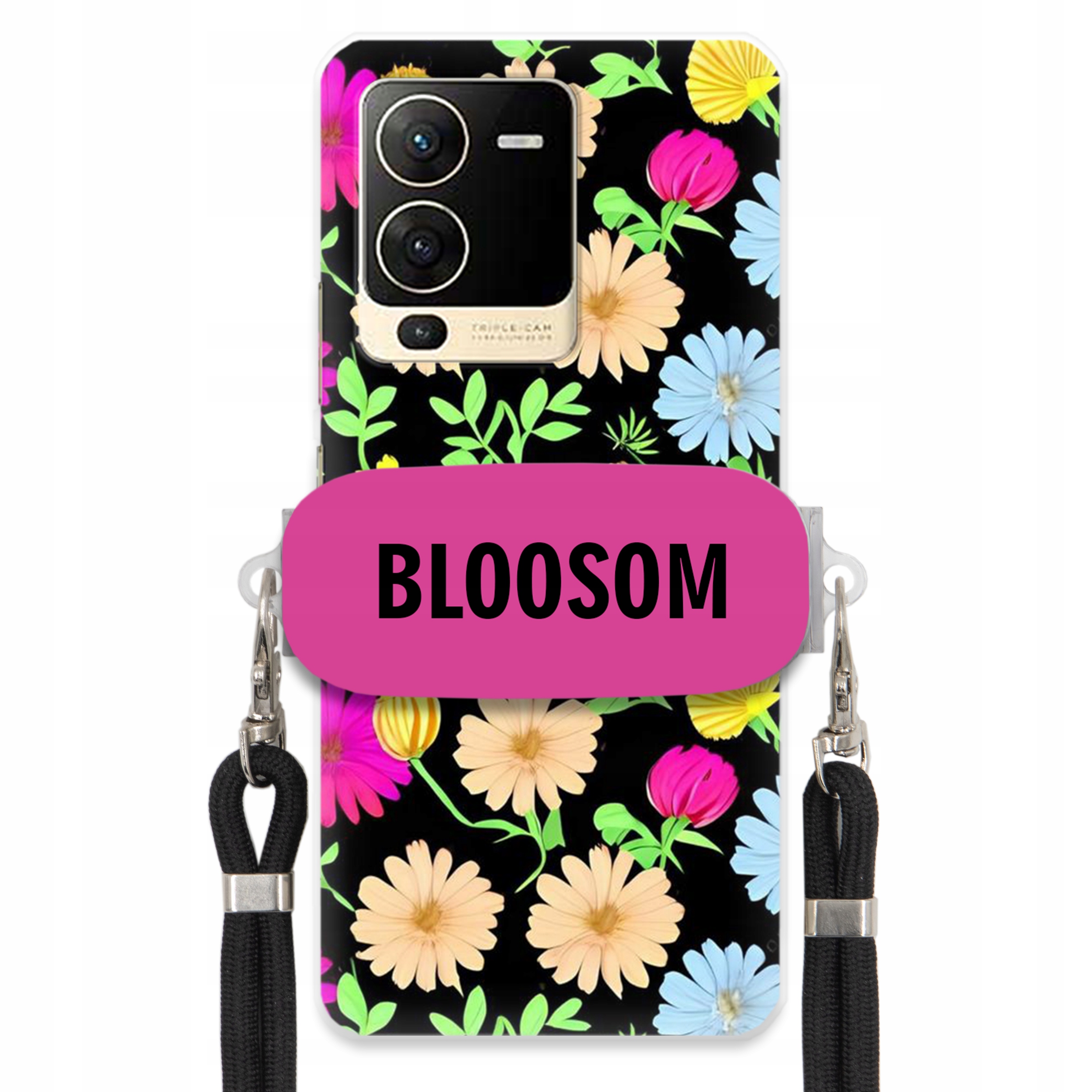 Puzdro Držiak Crossbody Pre Vivo S15 5G Puzdro Case Kvety Bloosom Flower