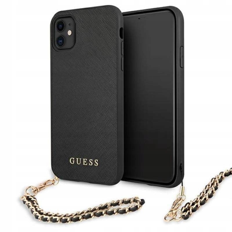 Pouzdro pro iPhone 11 Guess Saffiano Chain (černé)