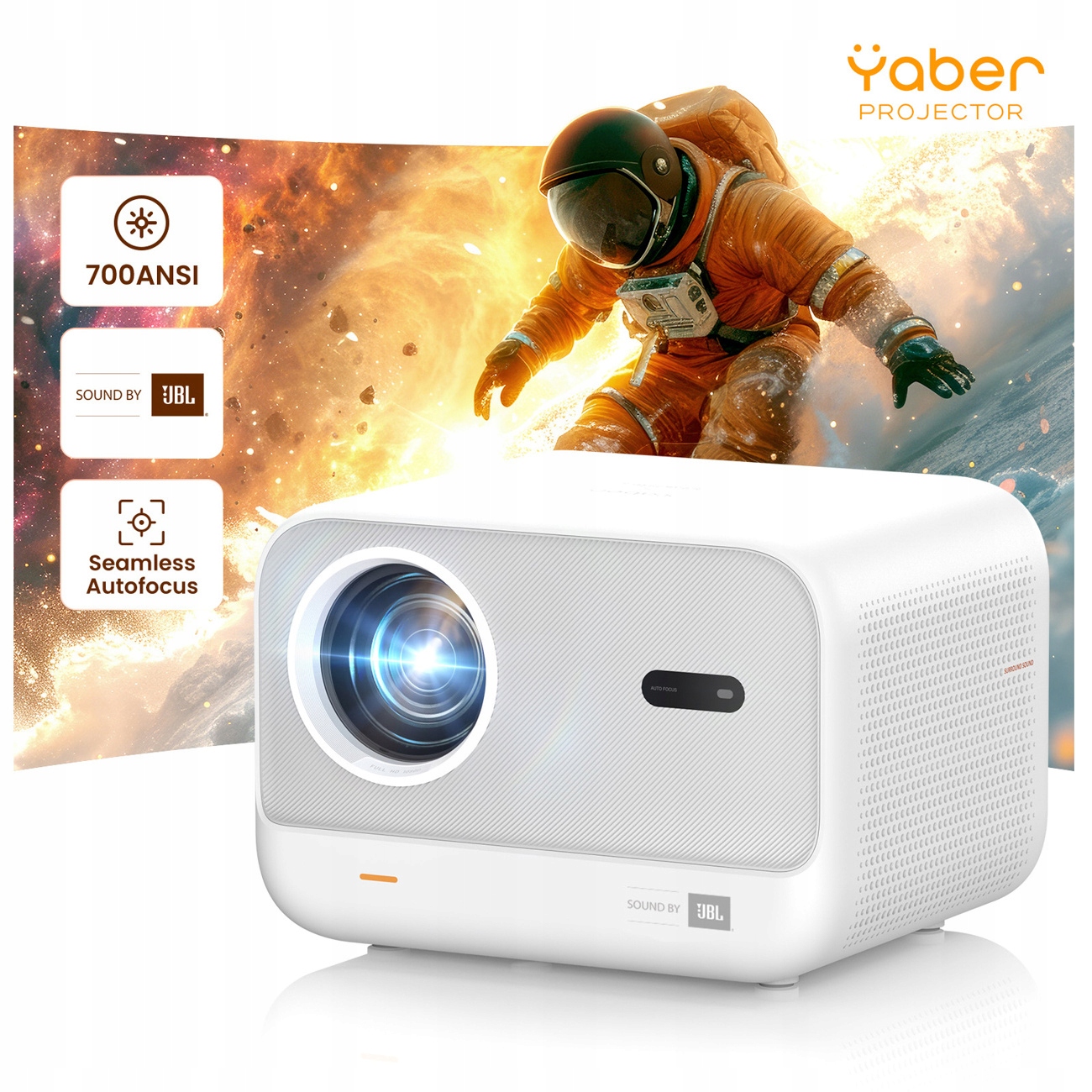Multimediální projektor Yaber L2s LCD FullHD 1080p s reproduktory Jbl bílý