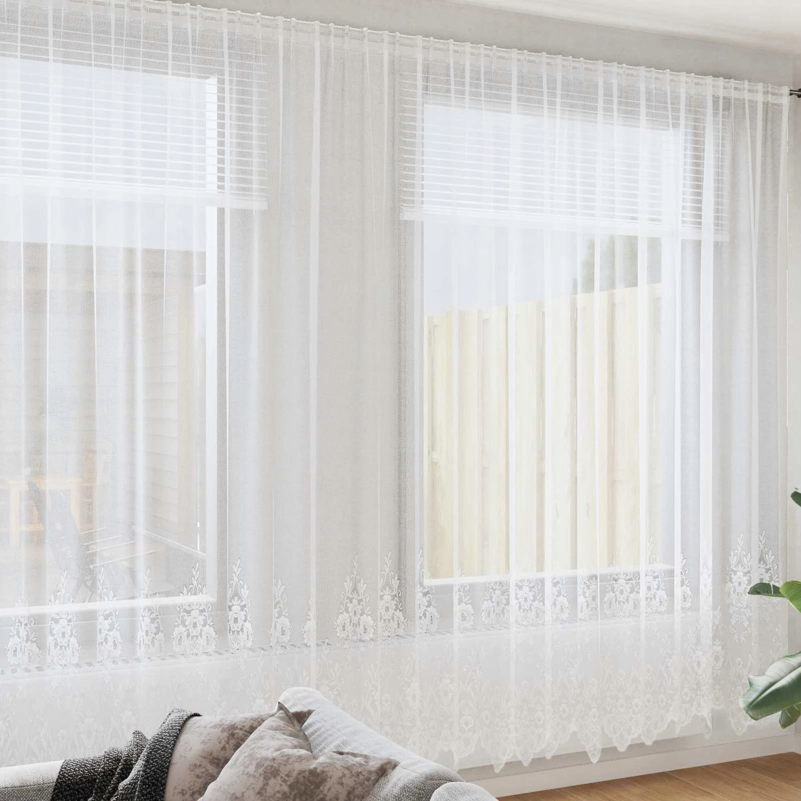 vidaXL Čipkový Závěs se záclonami Bílá 280 x 500 cm Polyester