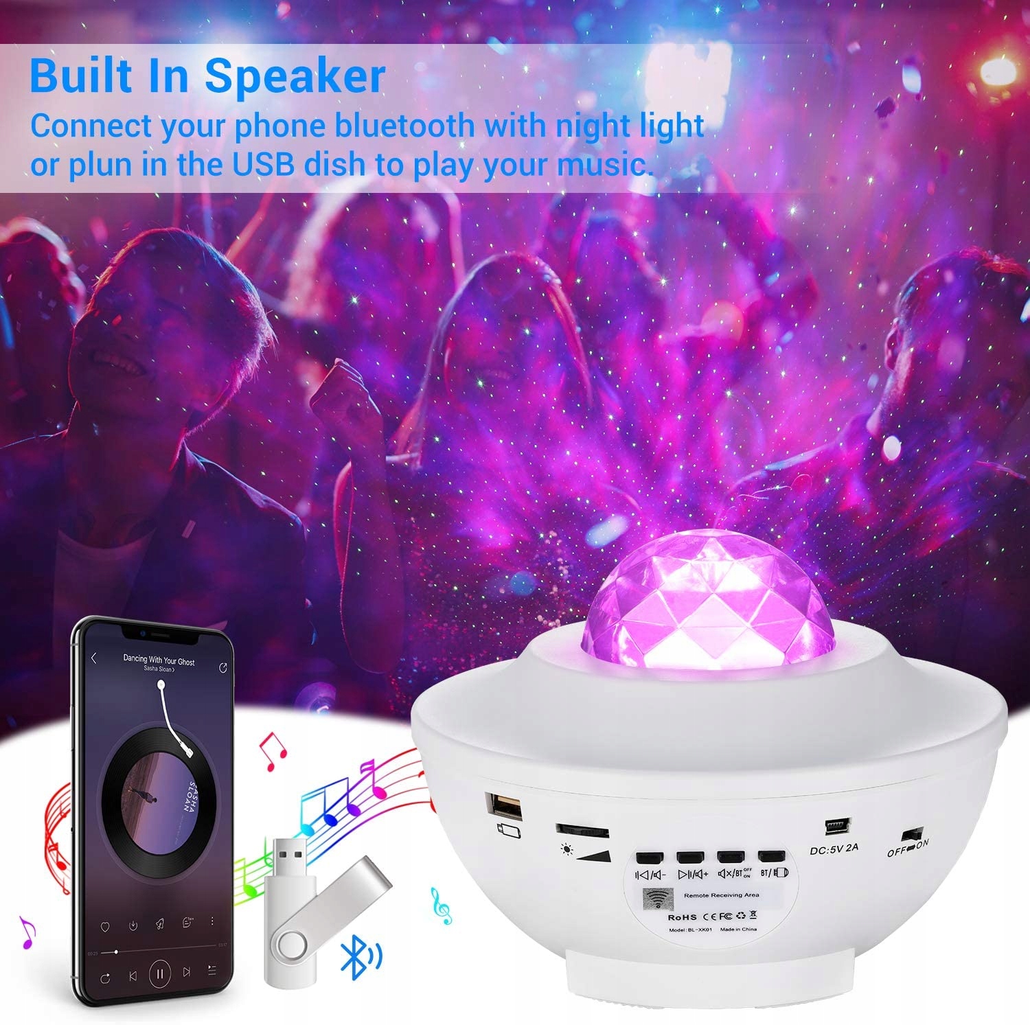 Lampka projektor LED Star BIAŁA Płeć chłopcy dziewczynki