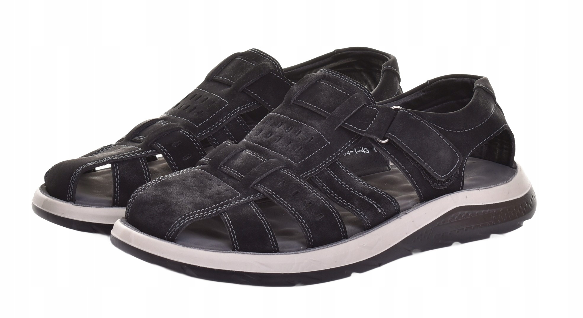 SANDAŁY MĘSKIE KLASYCZNE NA RZEPY MIĘKKA KOMFORTOWA WKŁADKA CZARNE