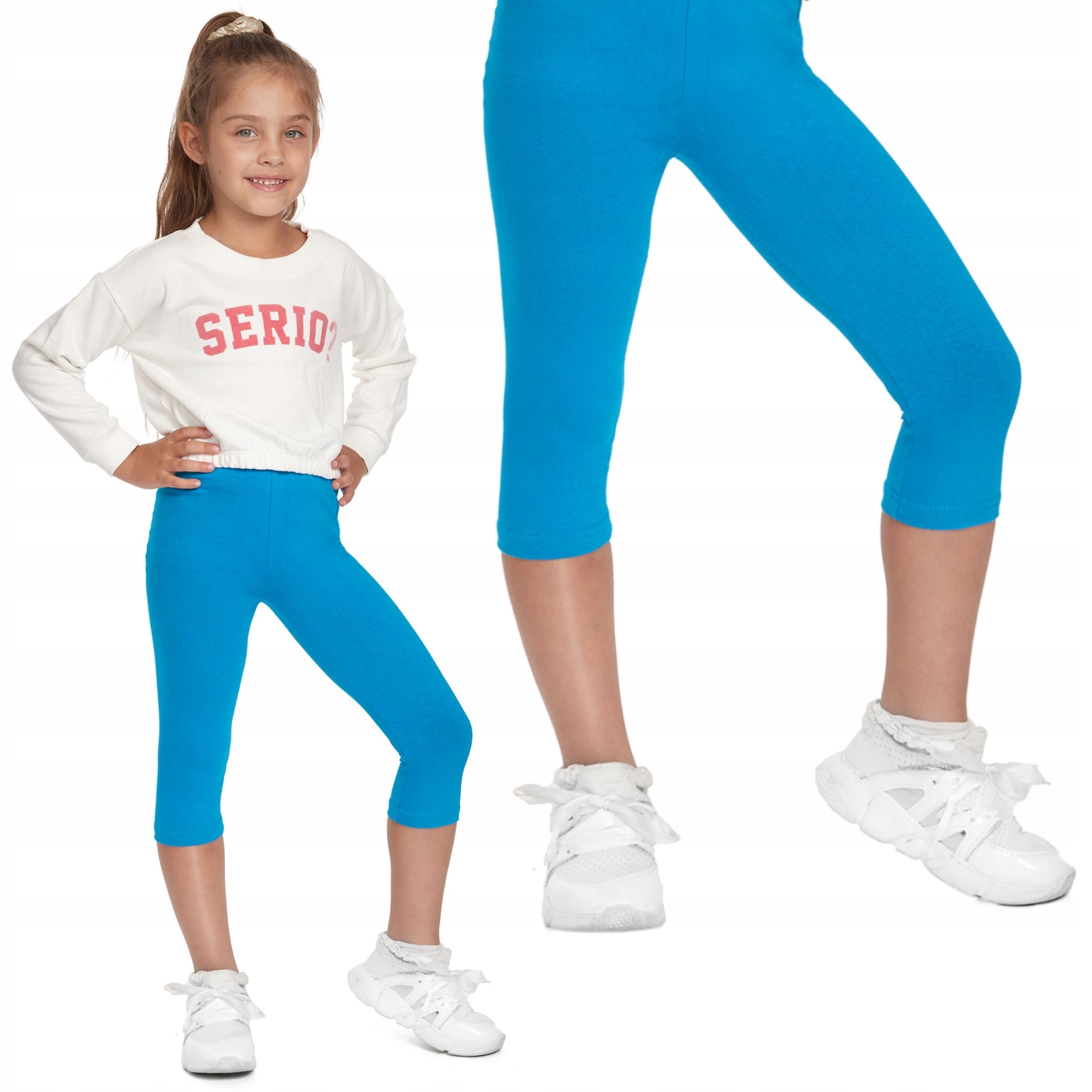 

Legginsy Dziecięce 3/4 Getry Dziewczęce Turkus 134